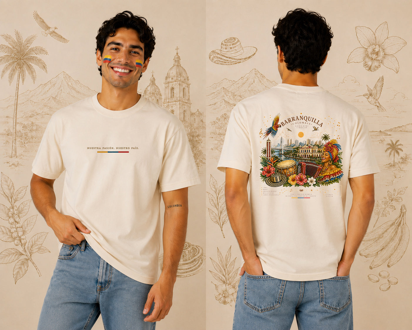 CAMISETA HOMBRE REGULAR FIT COLOMBIA - BARRANQUILLA
