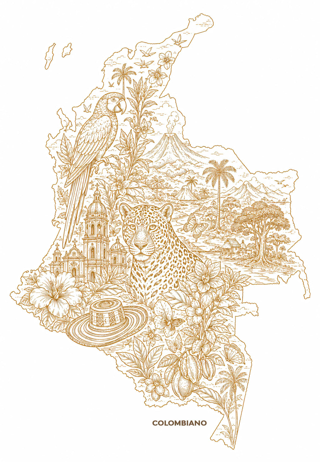CAMSIETA HOMBRE COLOMBIA MAPA