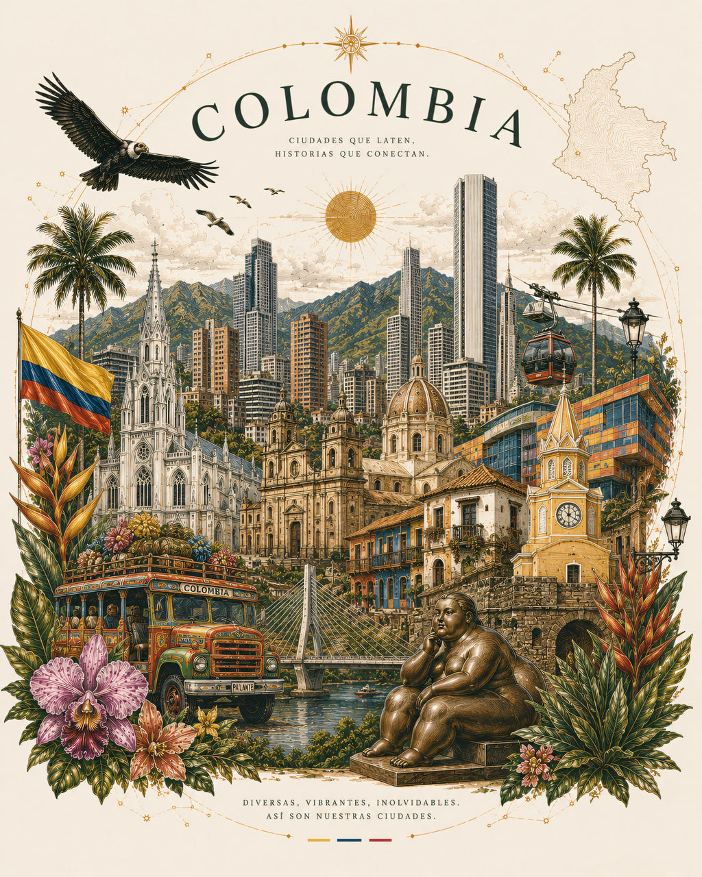 CAMSIETA HOMBRE COLOMBIA CIUDADES