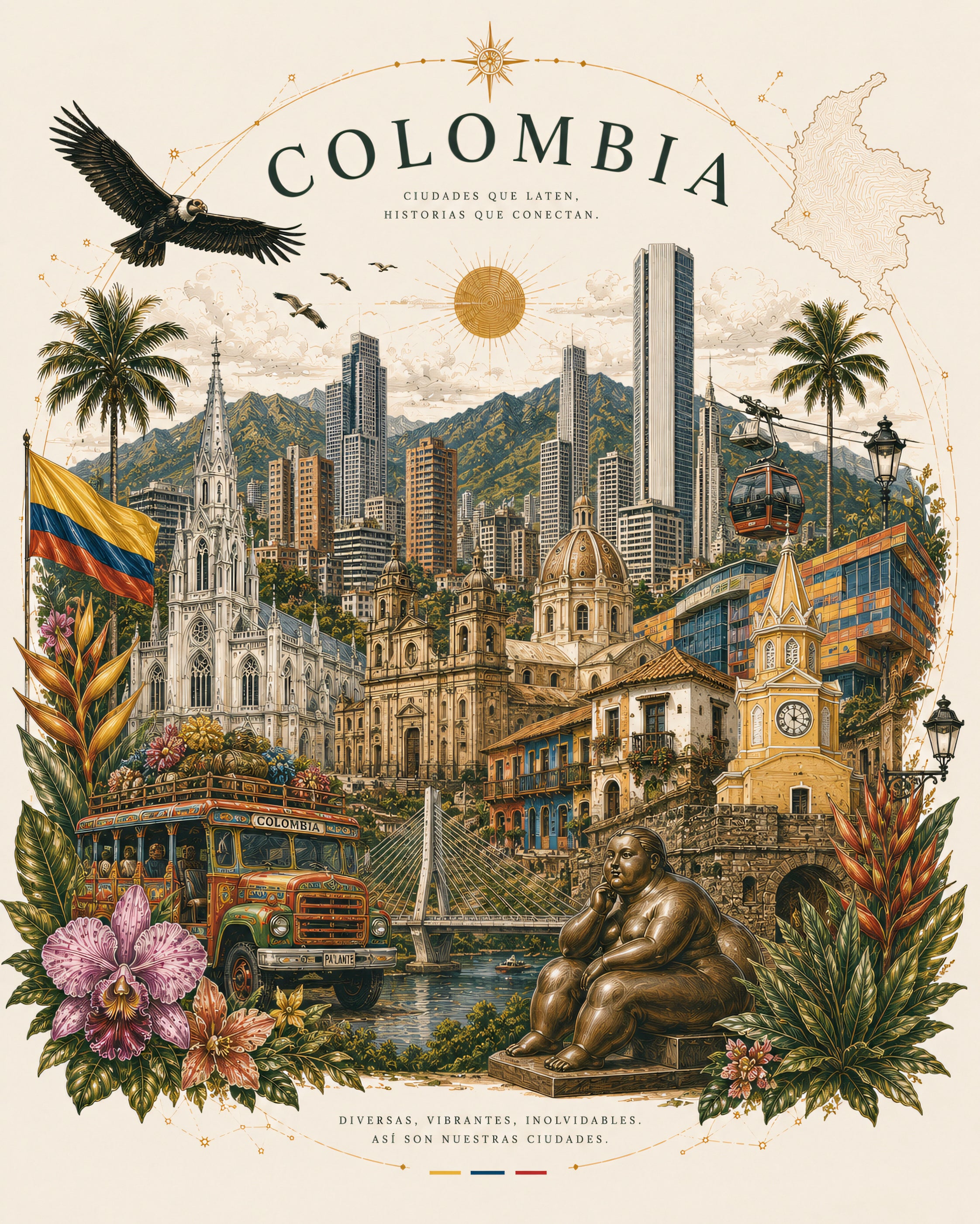 CAMSIETA HOMBRE COLOMBIA CIUDADES