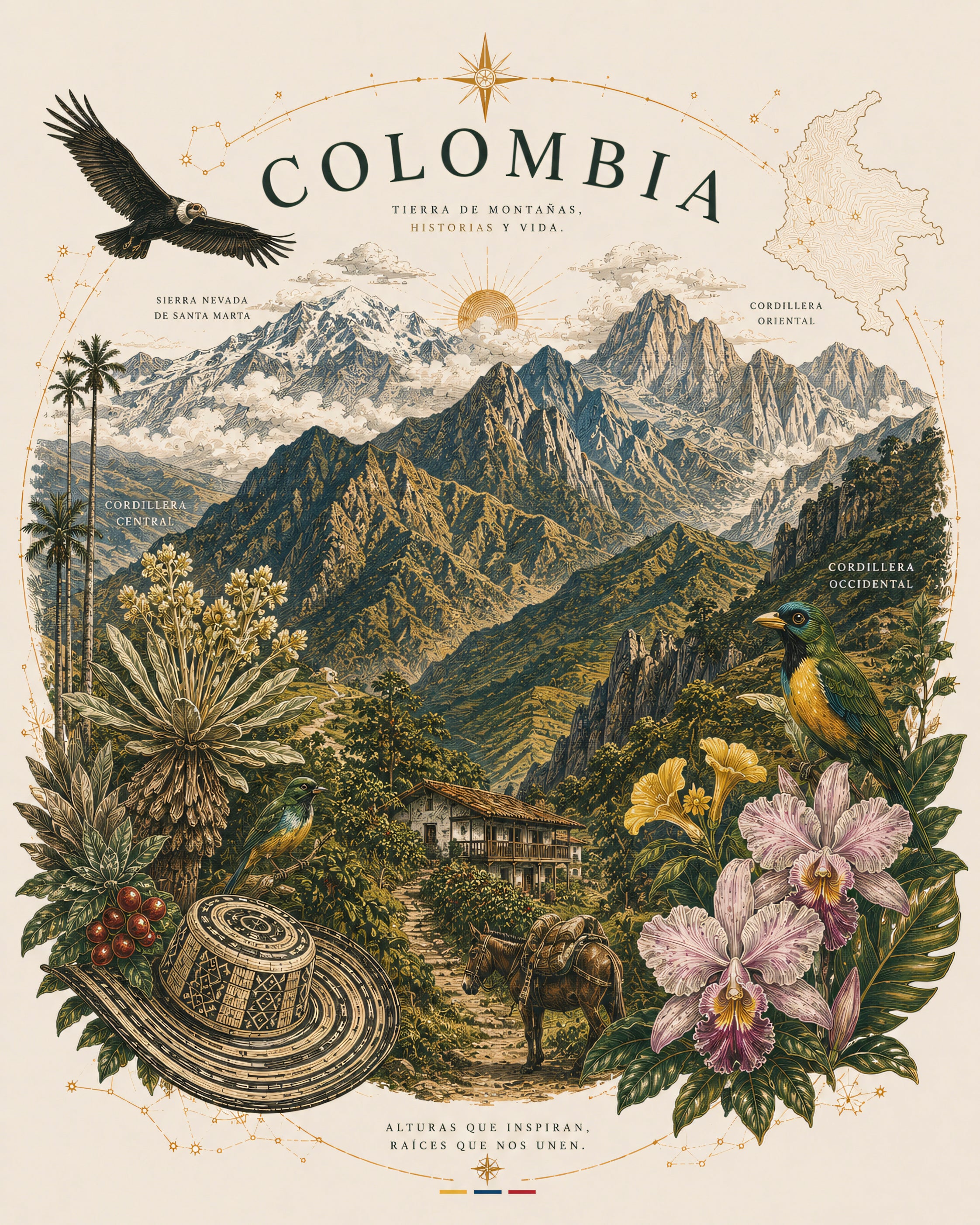 CAMSIETA HOMBRE COLOMBIA MONTAÑAS