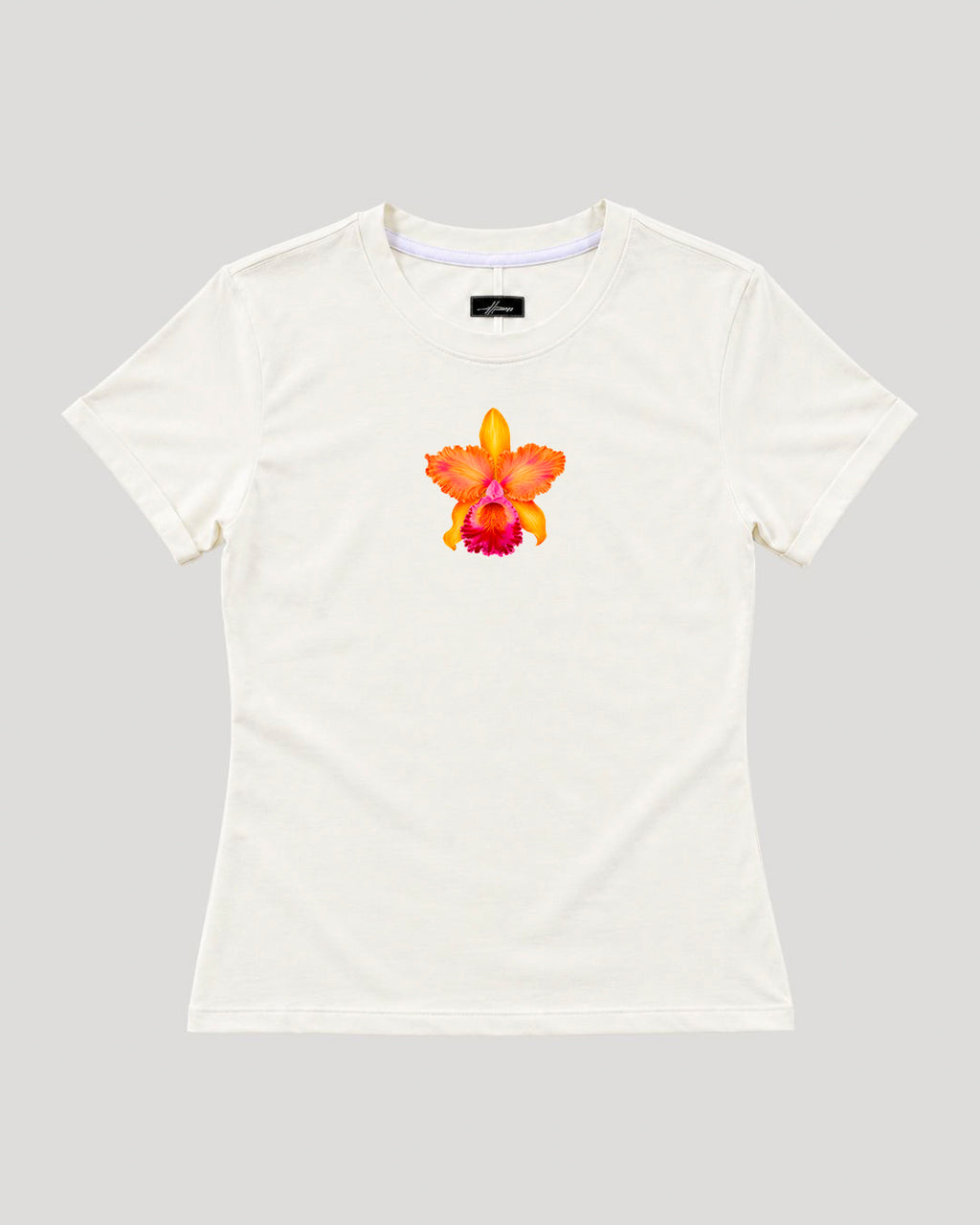 BASICA DAMA BLANCO HUESO ORQUIDEA NARANJA