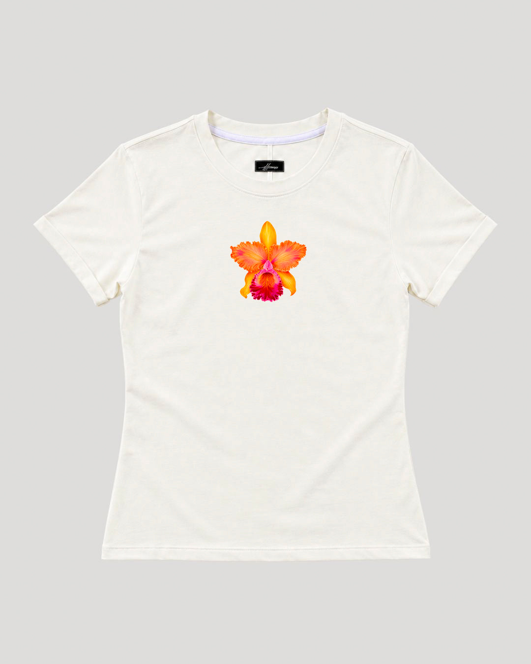 BASICA DAMA BLANCO HUESO ORQUIDEA NARANJA