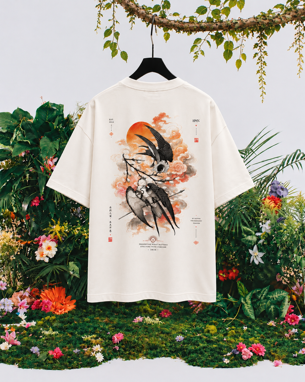CAMISETA OVERSIZE DANCING BIRDS
