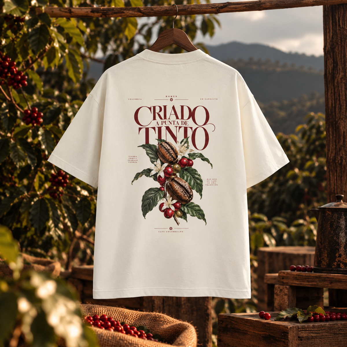CAMISETA OVERSIZE CRIADO A PUNTA DE TINTO