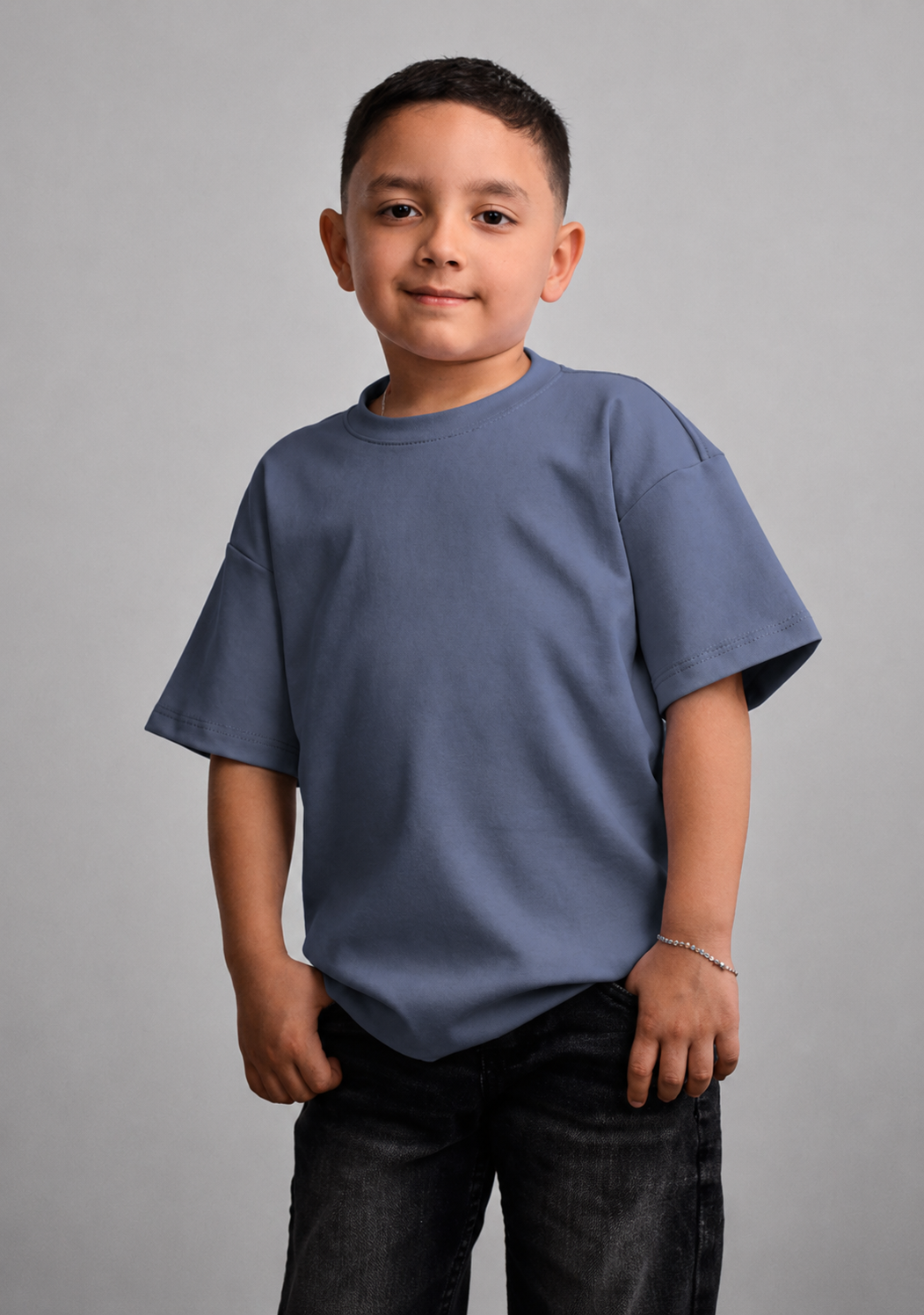 CAMISETA OVERSIZE KIDS AZUL PETROLEO