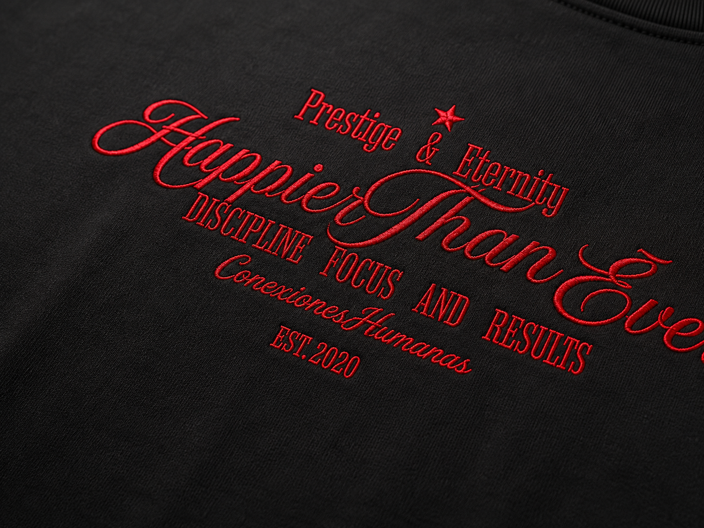 CAMISETA OVERSIZE BORDADO HAPPIER THAN EVER