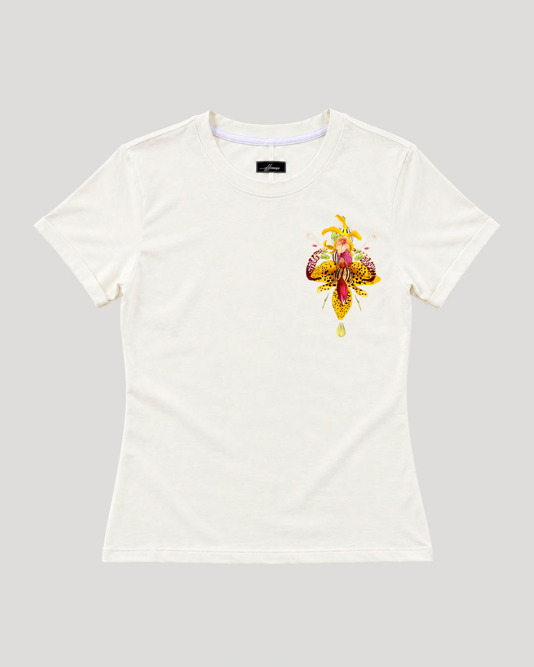 BASICA DAMA BLANCO HUESO FLOR AMARILLA
