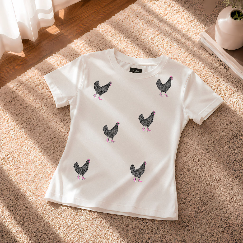 CAMISETA MUJER GALLINA EN TACONES