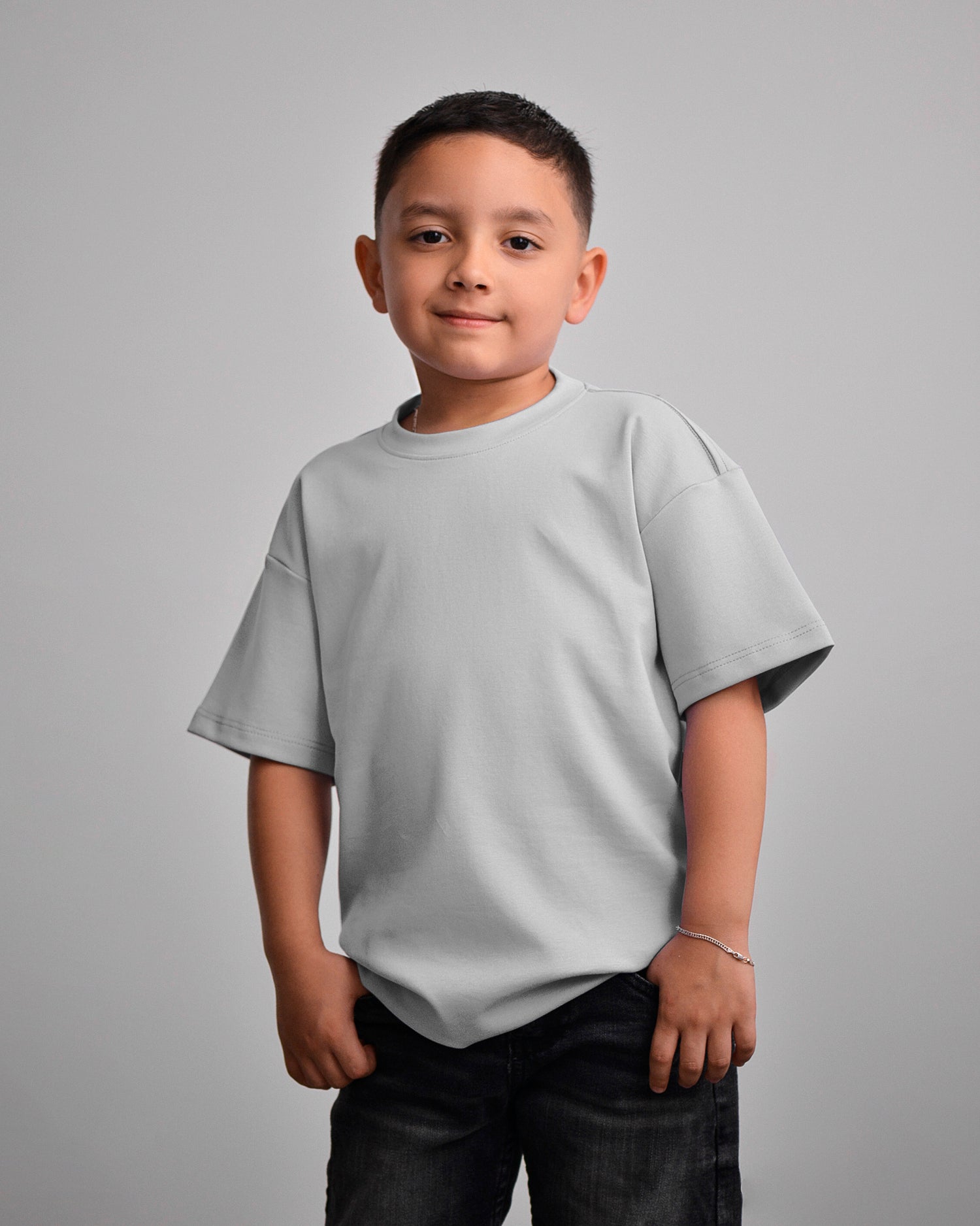 CAMISETA OVERSIZE KIDS GRIS CLARO